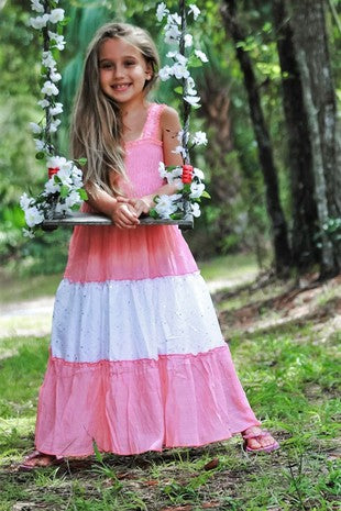 Pink & White Maxi Dress