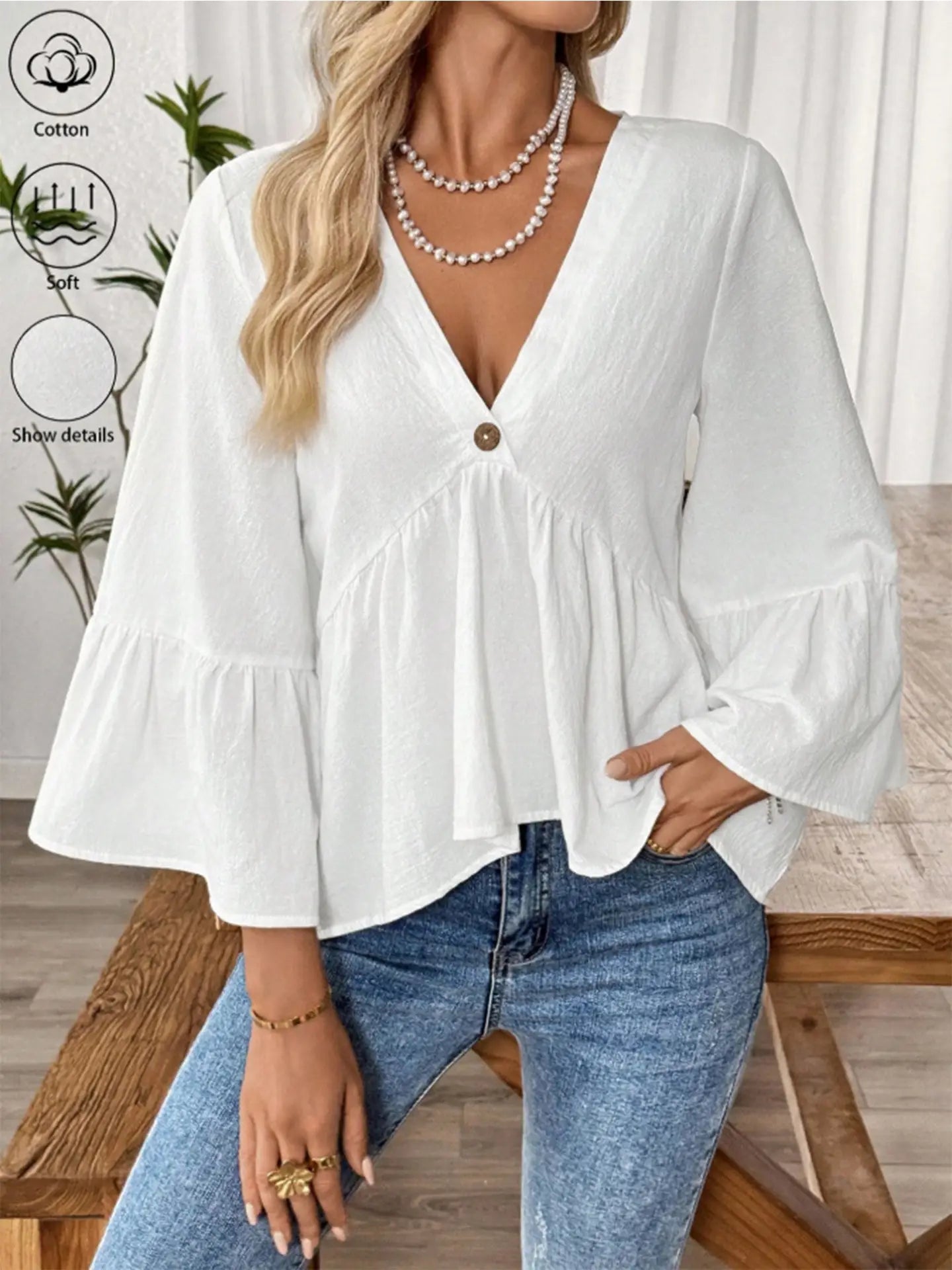 V Neck Flowy Boho Blouse – Cora & Viola