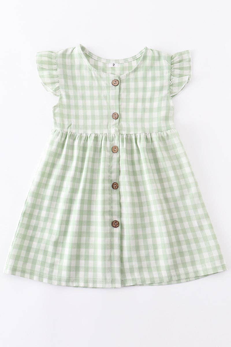 Green Plaid Button Down Dress