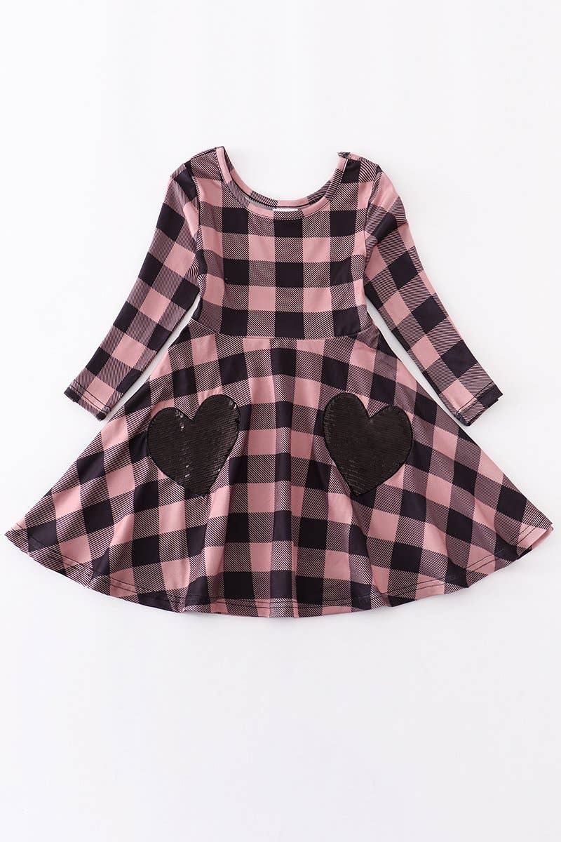 pink and black plaid dress Pink And Black Plaid Pattern(2)-1 Womens Summer Dress Tie Back A Line Flare  Dress