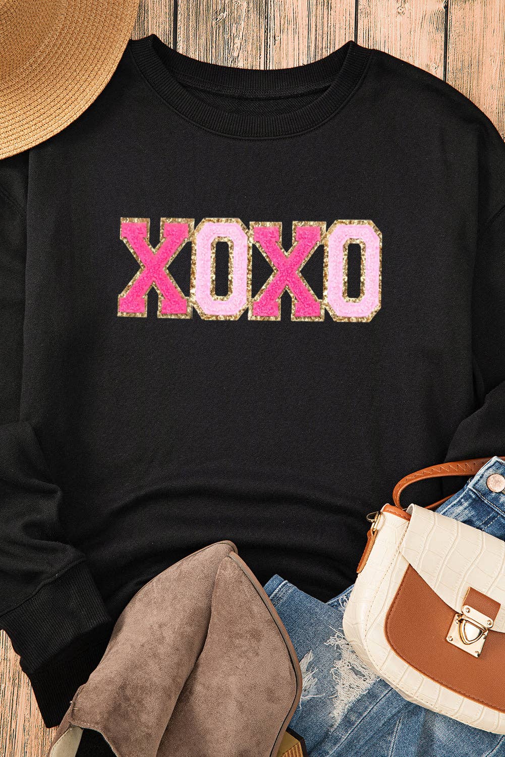 XOXO Drop Shoulder Pullover Sweatshirt