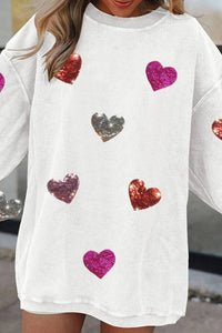 Valentines Sequin Heart Corded Pullover