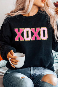 XOXO Drop Shoulder Pullover Sweatshirt