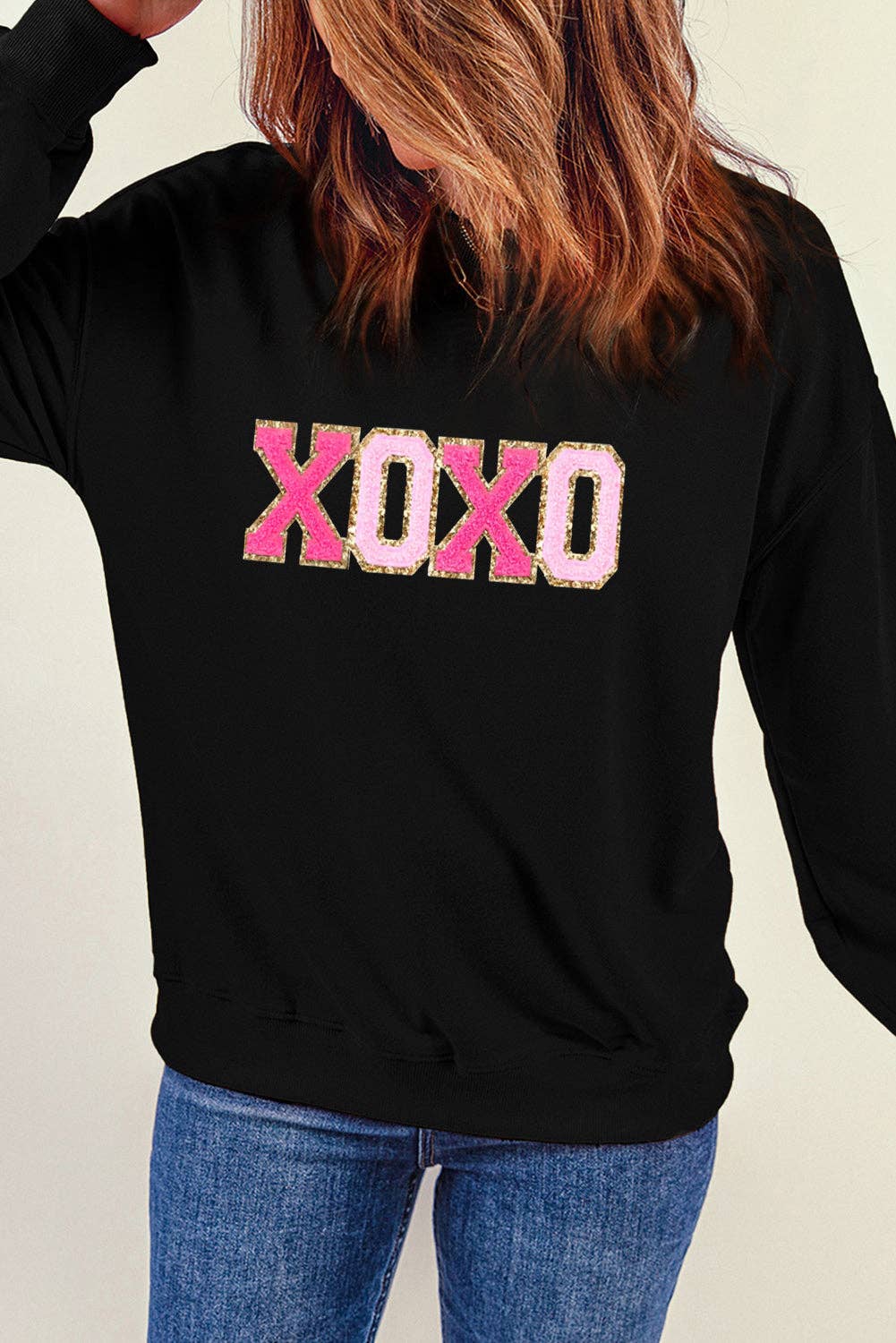 XOXO Drop Shoulder Pullover Sweatshirt