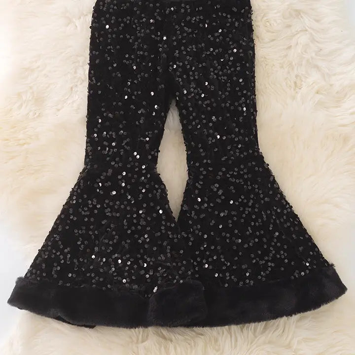 Sequin Bell Pants With Fur