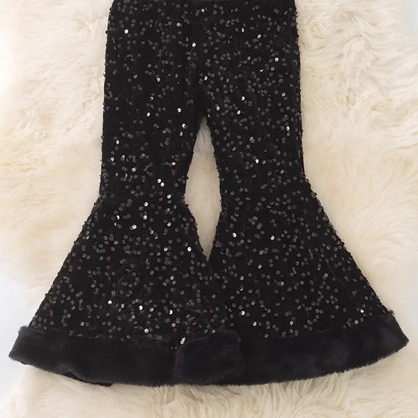 Sequin Bell Pants With Fur