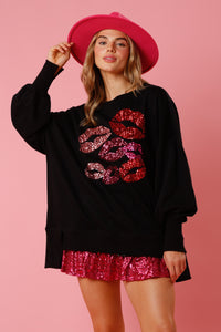 Sequin Kisses Oversized Sweatshirt