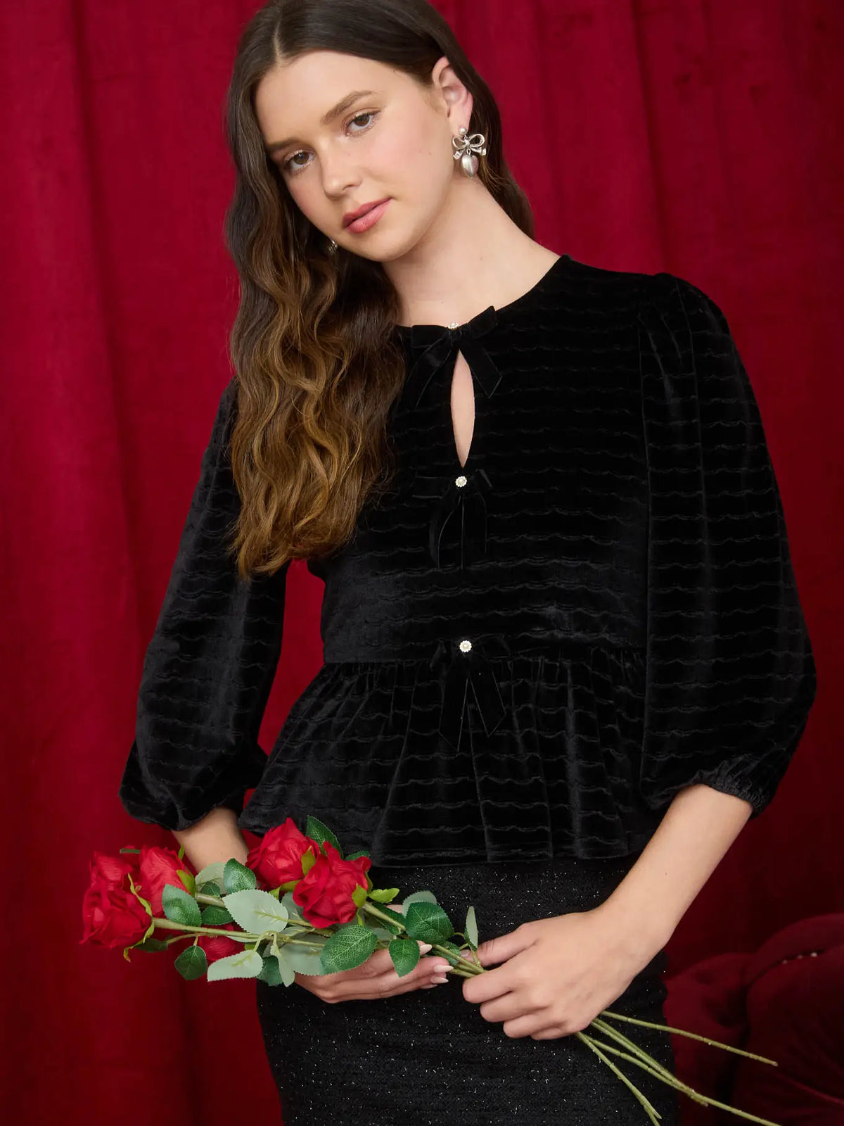 Velvet Bow Blouse