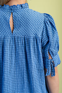 Blue Puff Sleeve Blouse