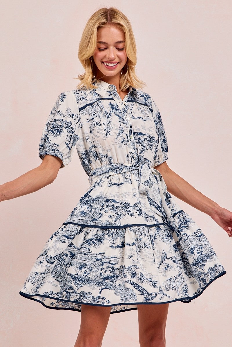 Blue Printed Dress