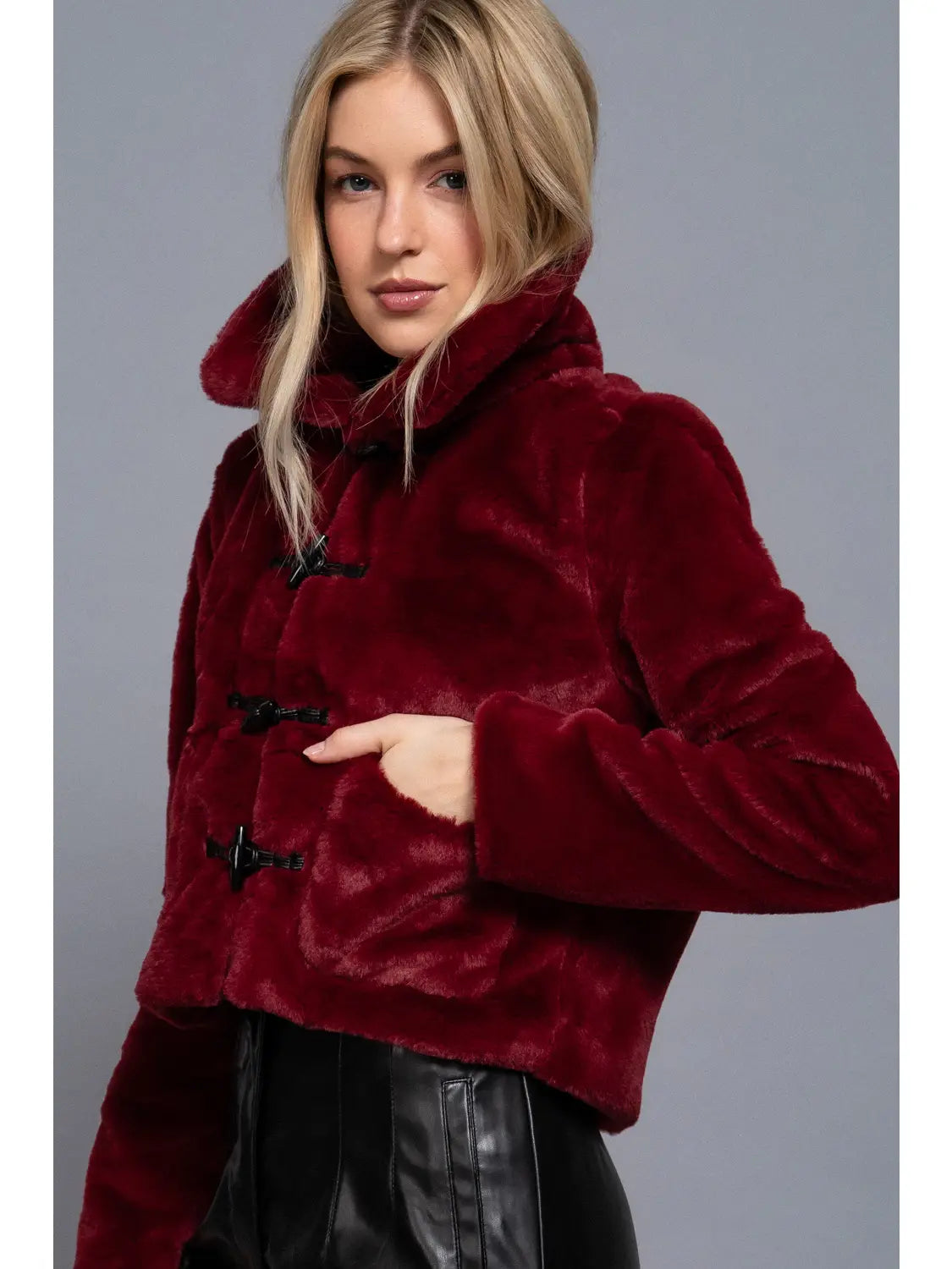 Burgandy Fur Jacket