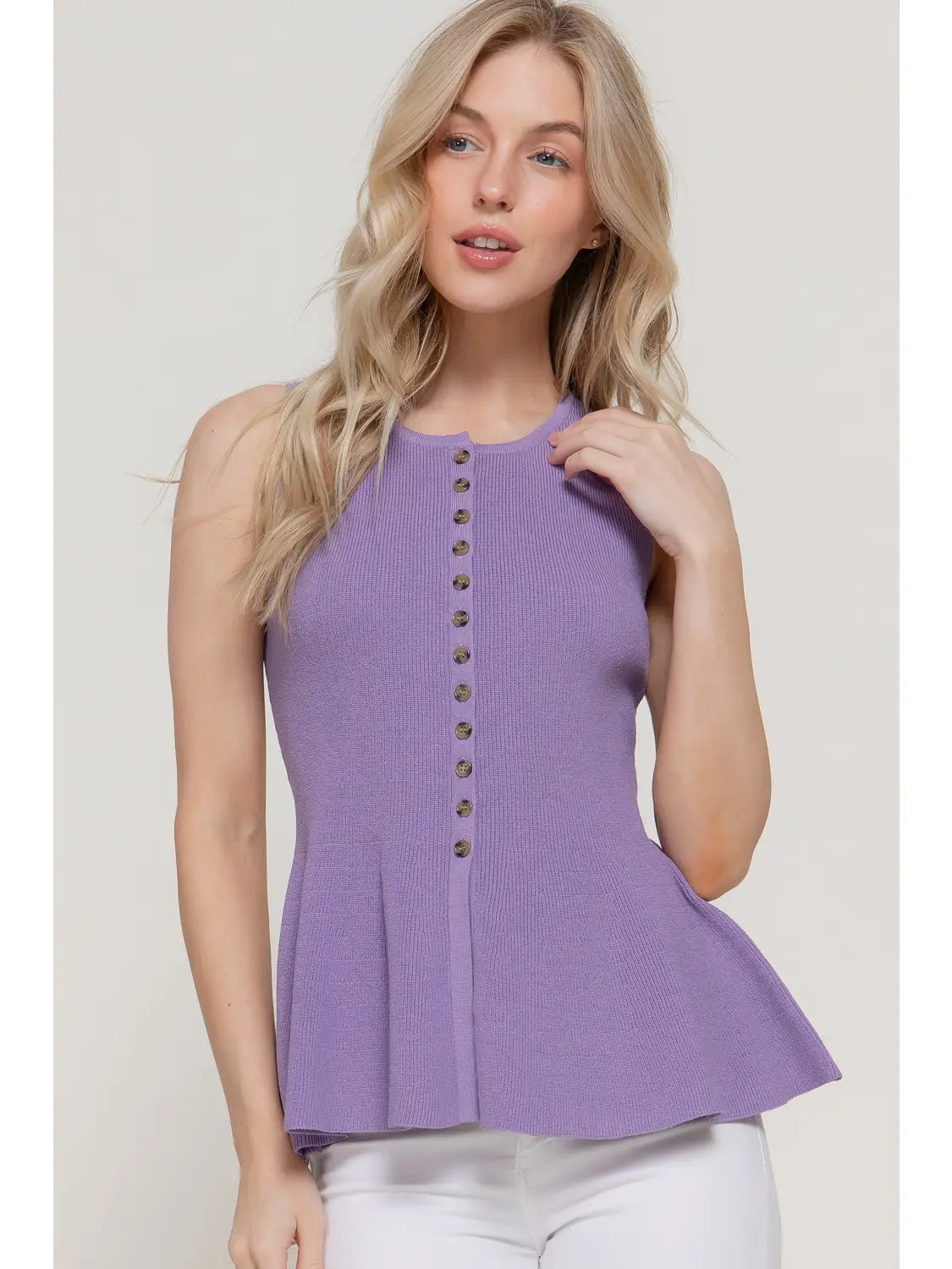 Button Down Peplum Top