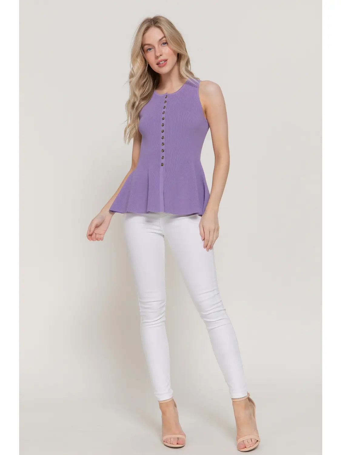 Button Down Peplum Top