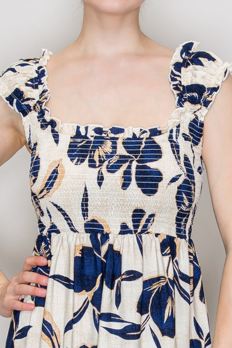 Smocked Cap Sleeve Dress