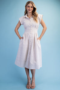 Cap Sleeve Gingham Midi Dress