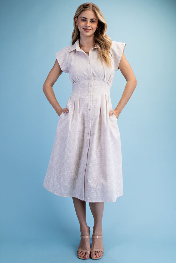 Cap Sleeve Gingham Midi Dress