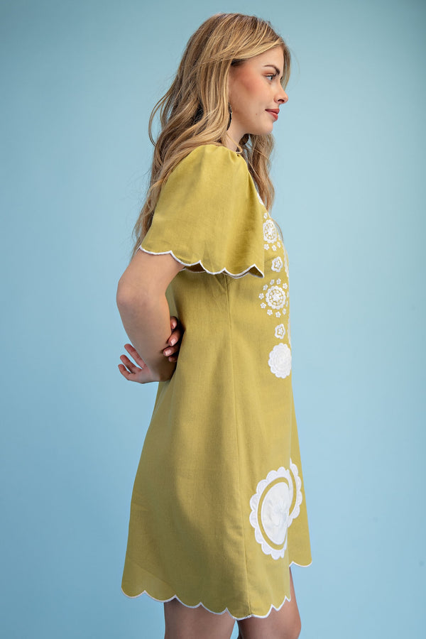 Embroidered Linen Dress