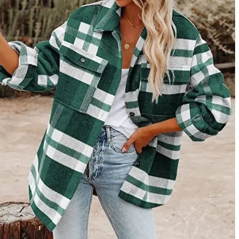 Green Flannel Shacket