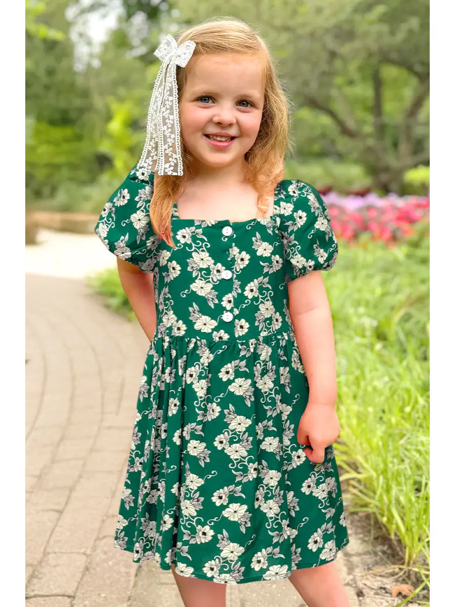 Green Puff Sleeve Dress