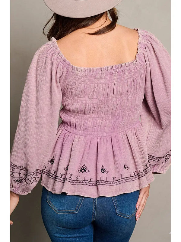 Lilac Smocked Top