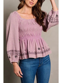 Lilac Smocked Top