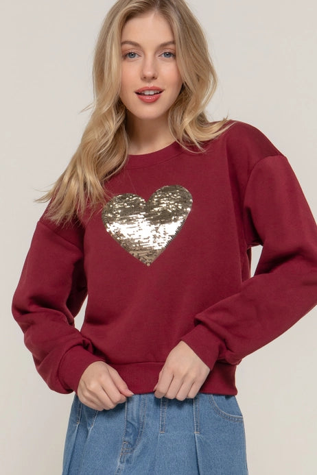 Sequin Heart Sweatshirt