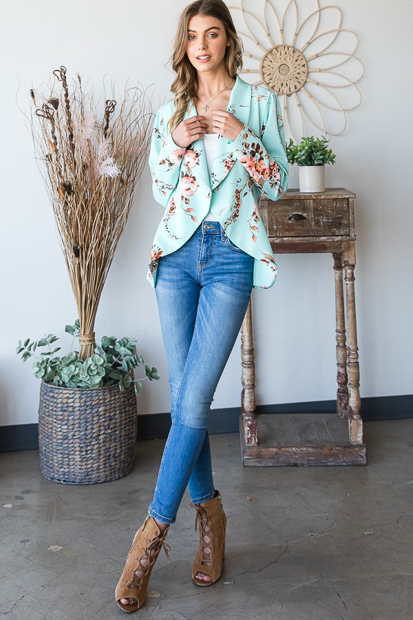 Mint Floral Blazer