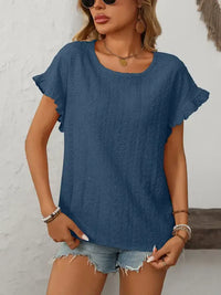 Eyelet Ruffle Sleeve Blouse