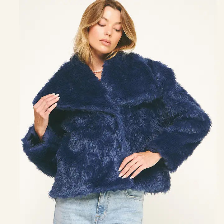 Navy Faux Fur Jacket