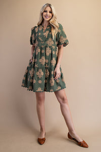 Puff Sleeve Tiered Mini Dress