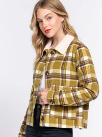 Plaid Fur Collar Shacket