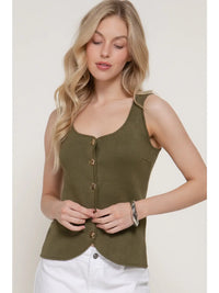 Olive Button Down Sweater Tank