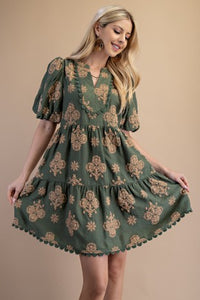 Puff Sleeve Tiered Mini Dress