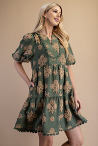 Puff Sleeve Tiered Mini Dress