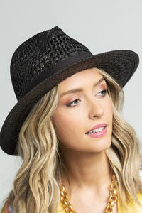 Panama Hat With Black Ribbon