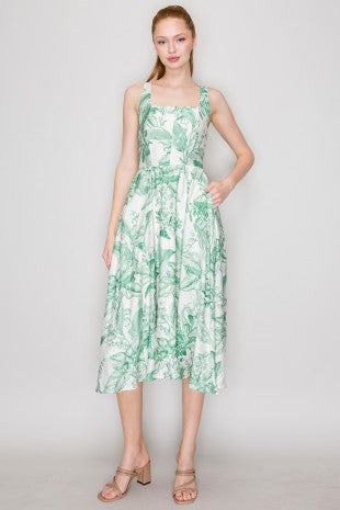 Pink Tropical Midi Dress