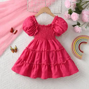 Pink Bubble Sleeve Dress