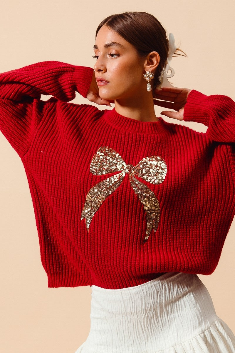 Ribbon Sequin Sweater