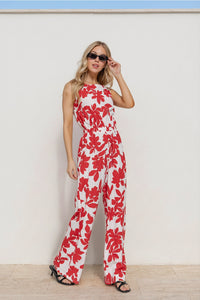 Red Knit Jumpsuit
