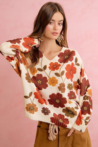 Retro Floral Fall Sweater