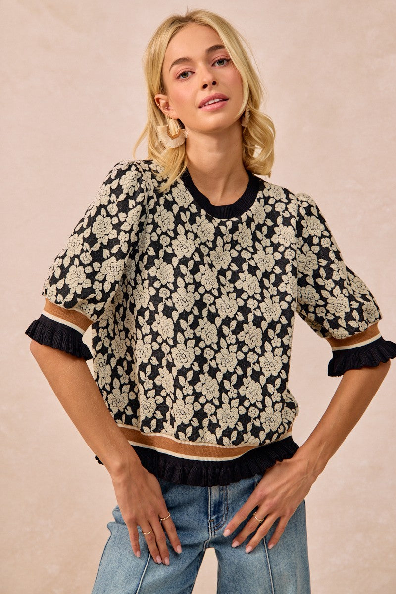 Rose Knit Textured Top