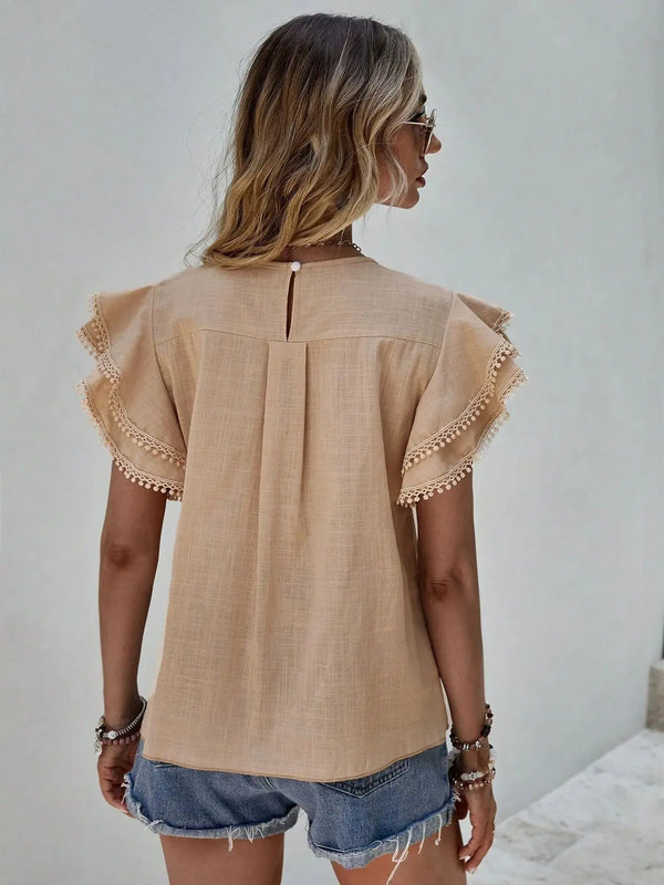 Pom Sleeve Blouse