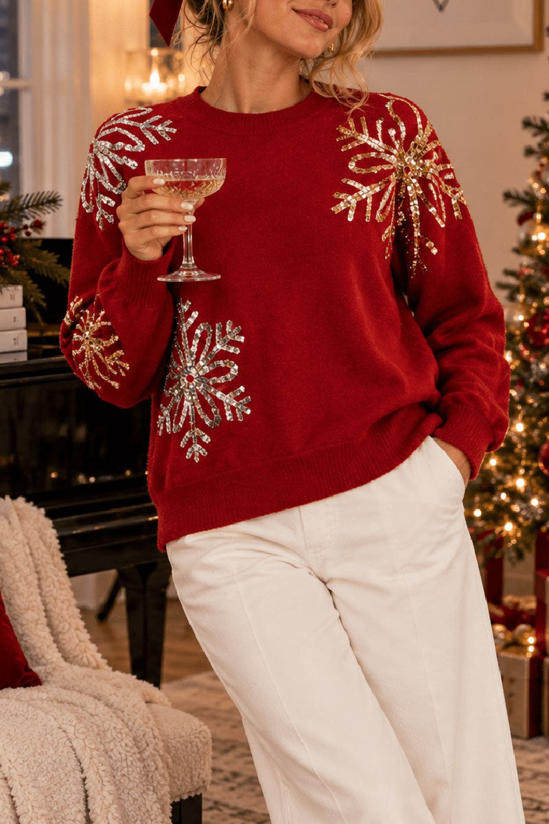 Sequin Snowflake Sweater