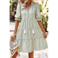 Striped Puff Sleeve Dress