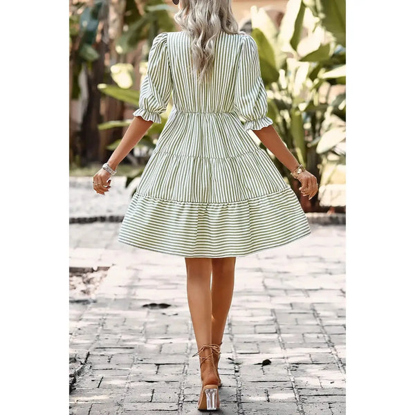 Striped Puff Sleeve Dress