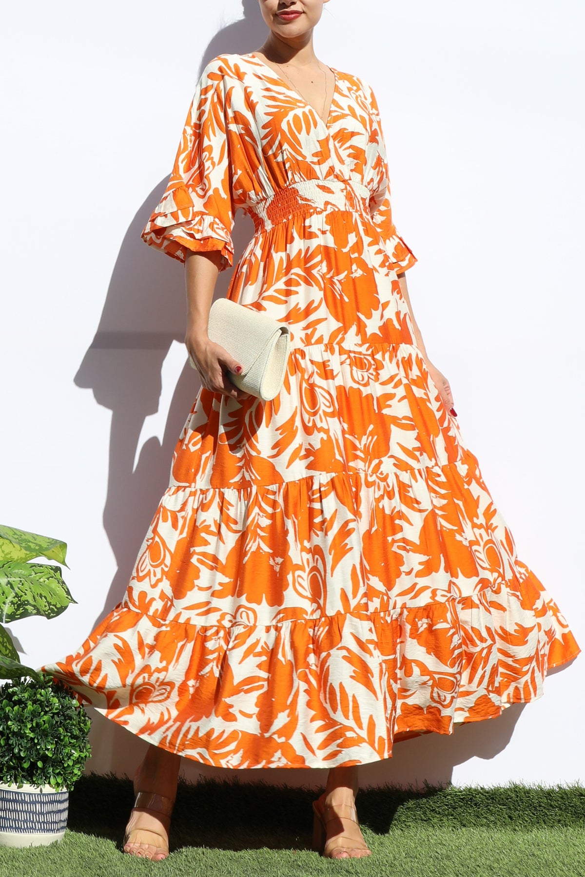 Tangerine Tiered Dress