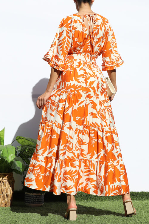 Tangerine Tiered Dress