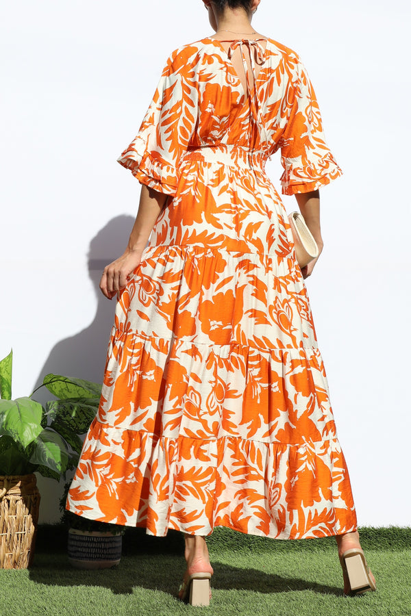 Tangerine Tiered Dress