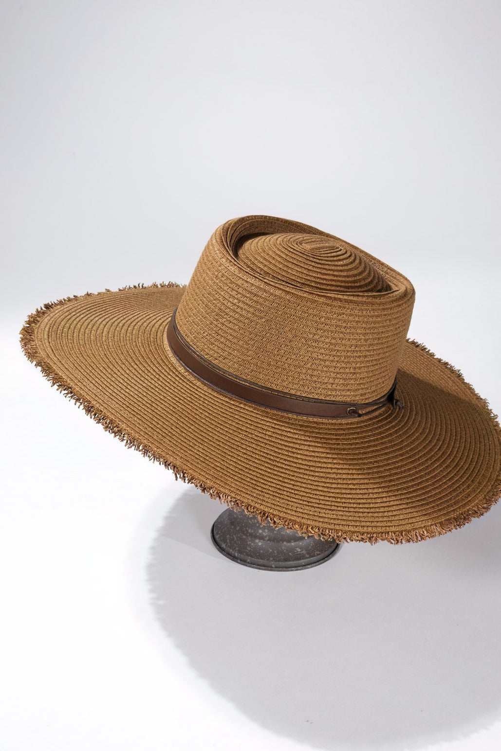 Wide Brim Frayed Straw Hat