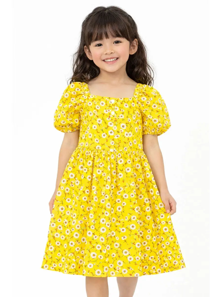 Yellow Puff Sleeve Dress